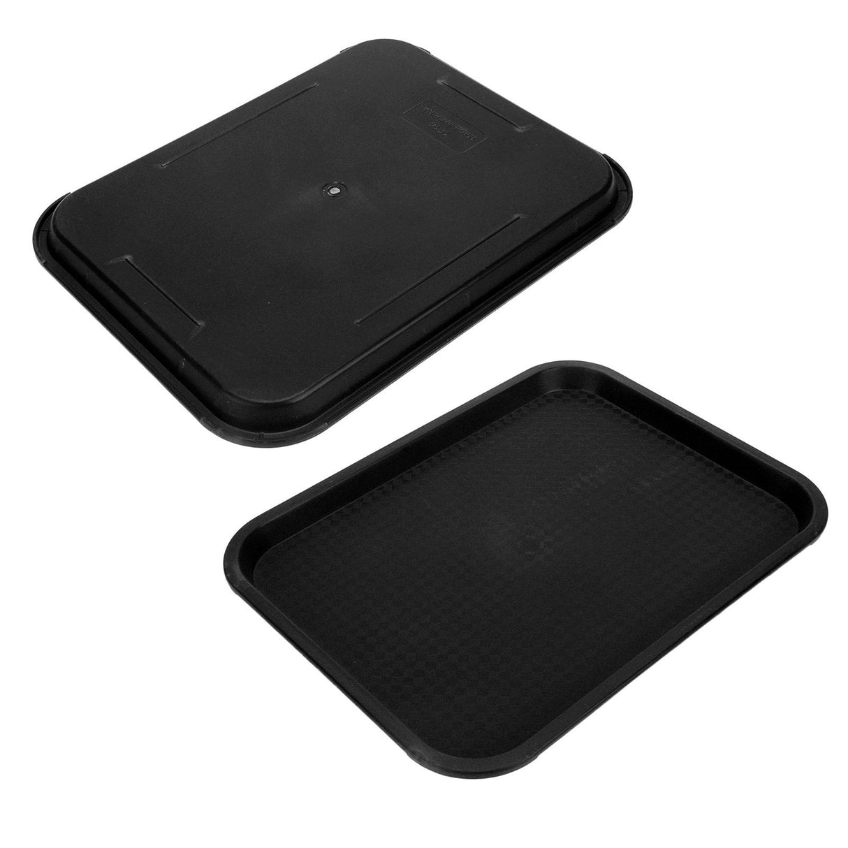 Fast Food Tray PP Rectangular Thick Slip Resistant Multi Purpose Food Service Tray for Restaurant CanteenBlack