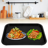 Fast Food Tray PP Rectangular Thick Slip Resistant Multi Purpose Food Service Tray for Restaurant CanteenBlack