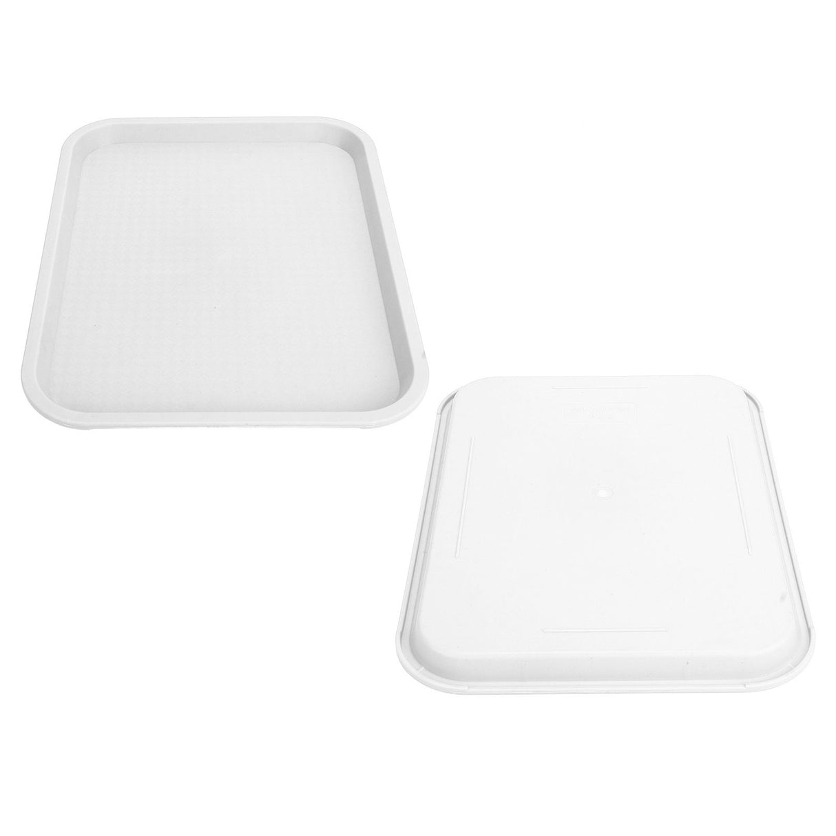 Fast Food Tray PP Rectangular Thick Slip Resistant Multi Purpose Food Service Tray for Restaurant CanteenWhite