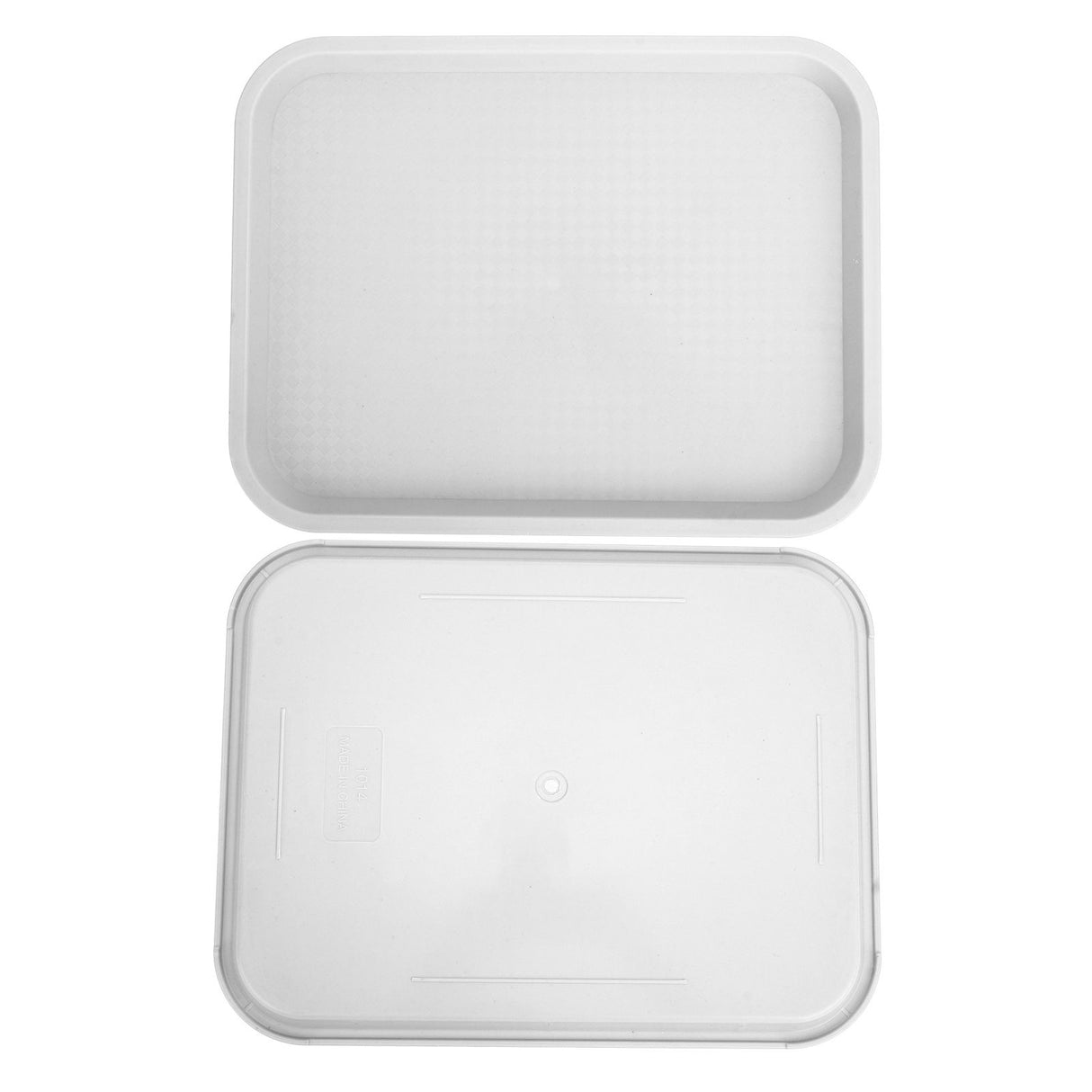 Fast Food Tray PP Rectangular Thick Slip Resistant Multi Purpose Food Service Tray for Restaurant CanteenWhite