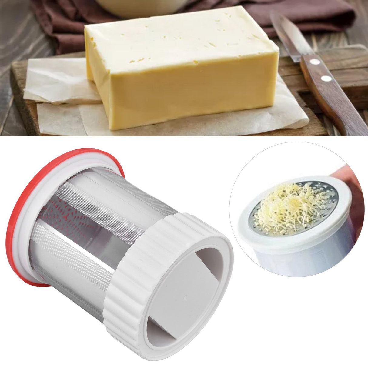 Cheese Grater Home Kitchen Portable Plastic Stainless Steel Fruits Vegetables Butter Shredder