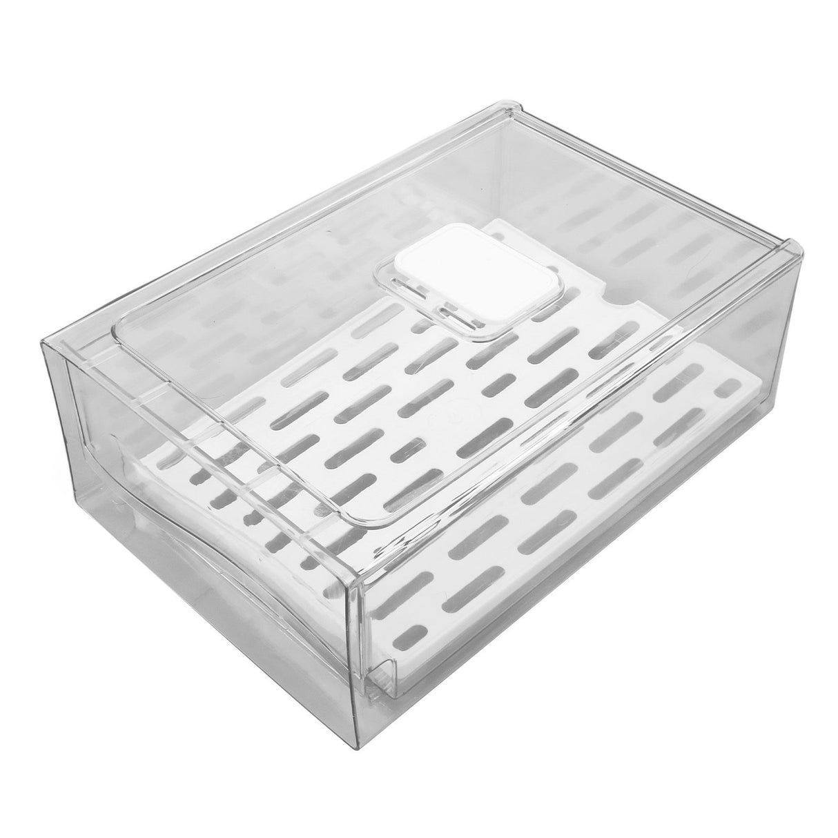 Refrigerator Storage Box Holder with Draining Plate Fruit Storage Container Preservation BoxL 11x20x30cm / 4.3x7.9x11.8in