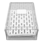 Refrigerator Storage Box Holder with Draining Plate Fruit Storage Container Preservation BoxL 11x20x30cm / 4.3x7.9x11.8in