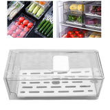 Refrigerator Storage Box Holder with Draining Plate Fruit Storage Container Preservation BoxS 11x14x30cm / 4.3x5.5x11.8in
