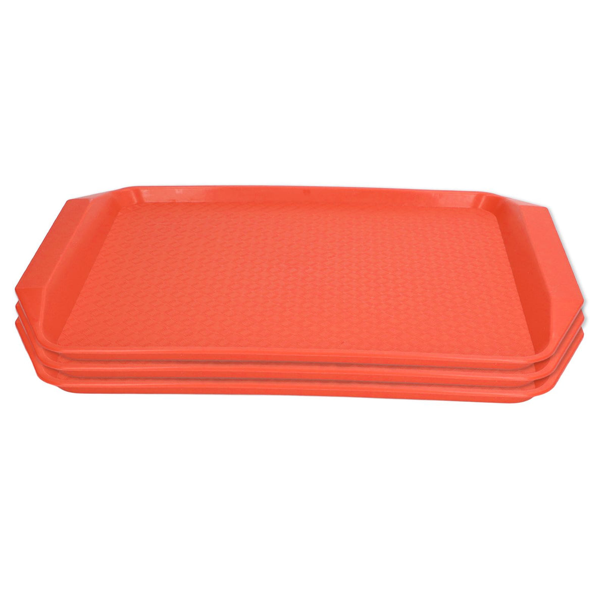 3PCS Colorful Food Tray Rectangle Thickened Binaural Plastic Tray Heat Resistance Stackable Cafeteria Trays for HotelOrange