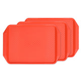 3PCS Colorful Food Tray Rectangle Thickened Binaural Plastic Tray Heat Resistance Stackable Cafeteria Trays for HotelOrange