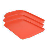 3PCS Colorful Food Tray Rectangle Thickened Binaural Plastic Tray Heat Resistance Stackable Cafeteria Trays for HotelOrange - Extra Image