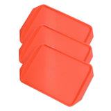 3PCS Colorful Food Tray Rectangle Thickened Binaural Plastic Tray Heat Resistance Stackable Cafeteria Trays for HotelOrange - Extra Image