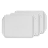 3PCS Colorful Food Tray Rectangle Thickened Binaural Plastic Tray Heat Resistance Stackable Cafeteria Trays for HotelWhite