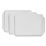 3PCS Colorful Food Tray Rectangle Thickened Binaural Plastic Tray Heat Resistance Stackable Cafeteria Trays for HotelWhite