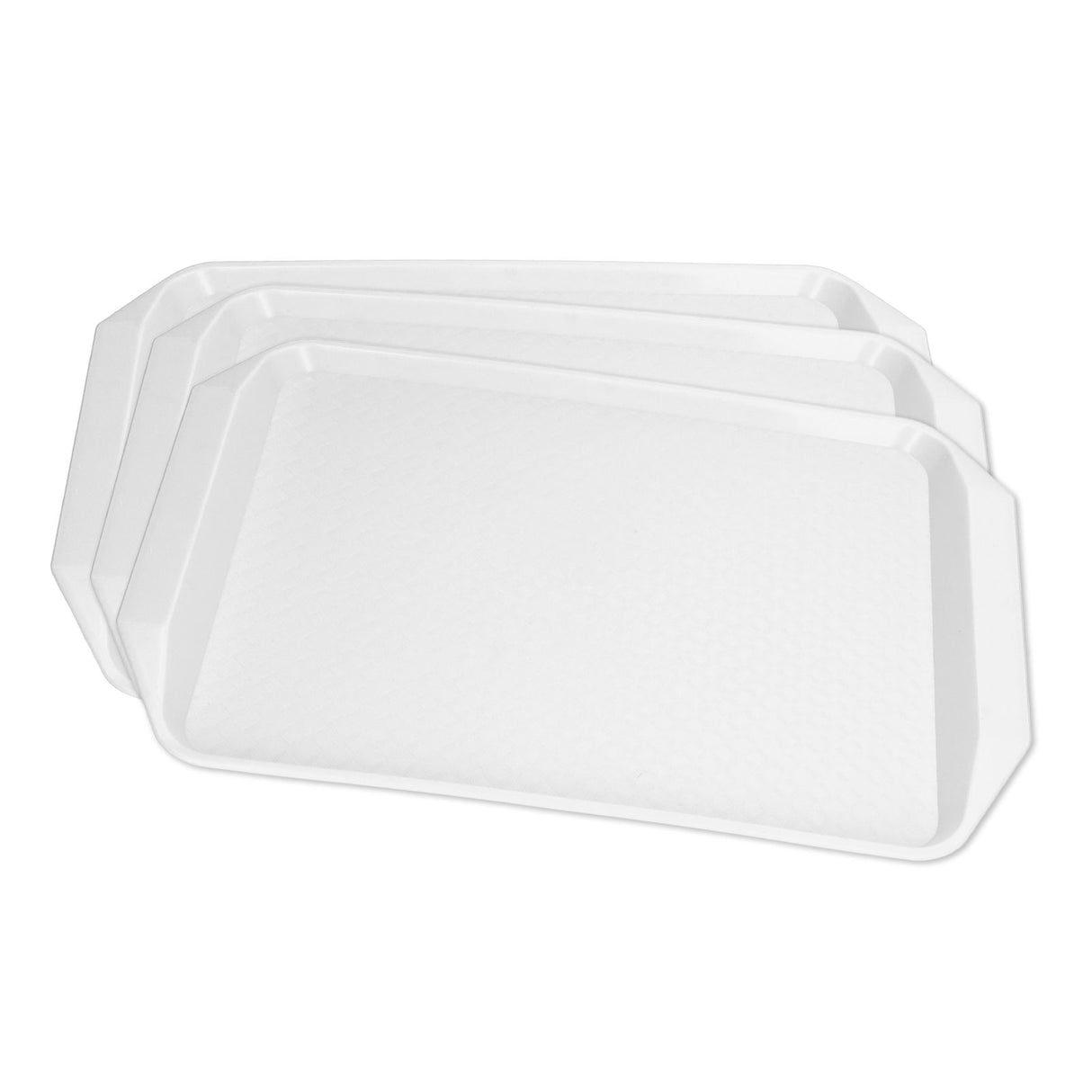 3PCS Colorful Food Tray Rectangle Thickened Binaural Plastic Tray Heat Resistance Stackable Cafeteria Trays for HotelWhite