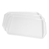 3PCS Colorful Food Tray Rectangle Thickened Binaural Plastic Tray Heat Resistance Stackable Cafeteria Trays for HotelWhite - Top-Down View