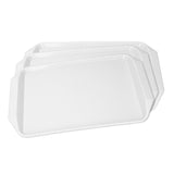 3PCS Colorful Food Tray Rectangle Thickened Binaural Plastic Tray Heat Resistance Stackable Cafeteria Trays for HotelWhite - 45-Degree Angle
