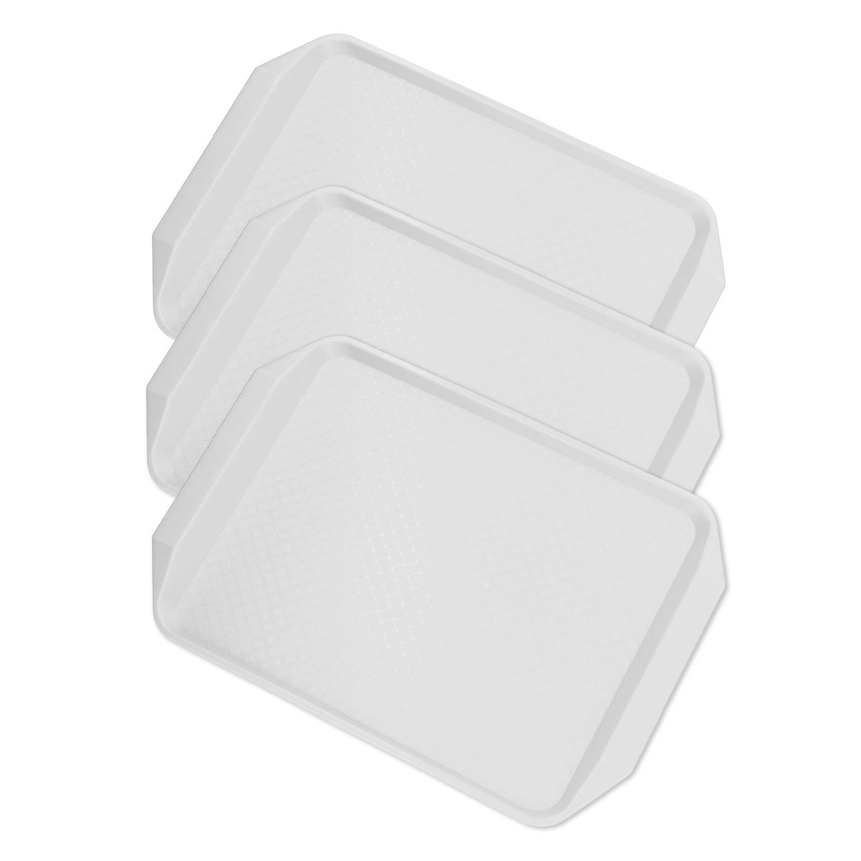 3PCS Colorful Food Tray Rectangle Thickened Binaural Plastic Tray Heat Resistance Stackable Cafeteria Trays for HotelWhite
