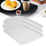3PCS Colorful Food Tray Rectangle Thickened Binaural Plastic Tray Heat Resistance Stackable Cafeteria Trays for HotelWhite