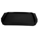 3PCS Colorful Food Tray Rectangle Thickened Binaural Plastic Tray Heat Resistance Stackable Cafeteria Trays for HotelBlack