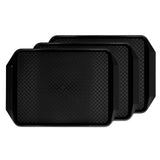 3PCS Colorful Food Tray Rectangle Thickened Binaural Plastic Tray Heat Resistance Stackable Cafeteria Trays for HotelBlack - Front View