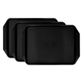 3PCS Colorful Food Tray Rectangle Thickened Binaural Plastic Tray Heat Resistance Stackable Cafeteria Trays for HotelBlack - Side View