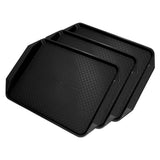 3PCS Colorful Food Tray Rectangle Thickened Binaural Plastic Tray Heat Resistance Stackable Cafeteria Trays for HotelBlack