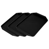 3PCS Colorful Food Tray Rectangle Thickened Binaural Plastic Tray Heat Resistance Stackable Cafeteria Trays for HotelBlack - Low Angle
