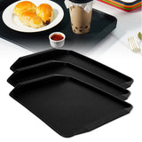 3PCS Colorful Food Tray Rectangle Thickened Binaural Plastic Tray Heat Resistance Stackable Cafeteria Trays for HotelBlack - Extra Image