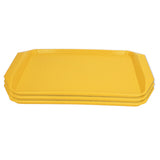 3PCS Colorful Food Tray Rectangle Thickened Binaural Plastic Tray Heat Resistance Stackable Cafeteria Trays for HotelYellow