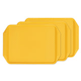3PCS Colorful Food Tray Rectangle Thickened Binaural Plastic Tray Heat Resistance Stackable Cafeteria Trays for HotelYellow - Front View