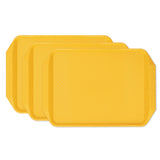 3PCS Colorful Food Tray Rectangle Thickened Binaural Plastic Tray Heat Resistance Stackable Cafeteria Trays for HotelYellow