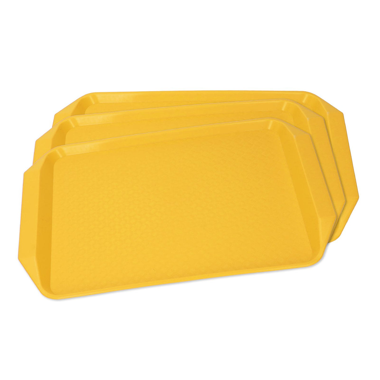 3PCS Colorful Food Tray Rectangle Thickened Binaural Plastic Tray Heat Resistance Stackable Cafeteria Trays for HotelYellow