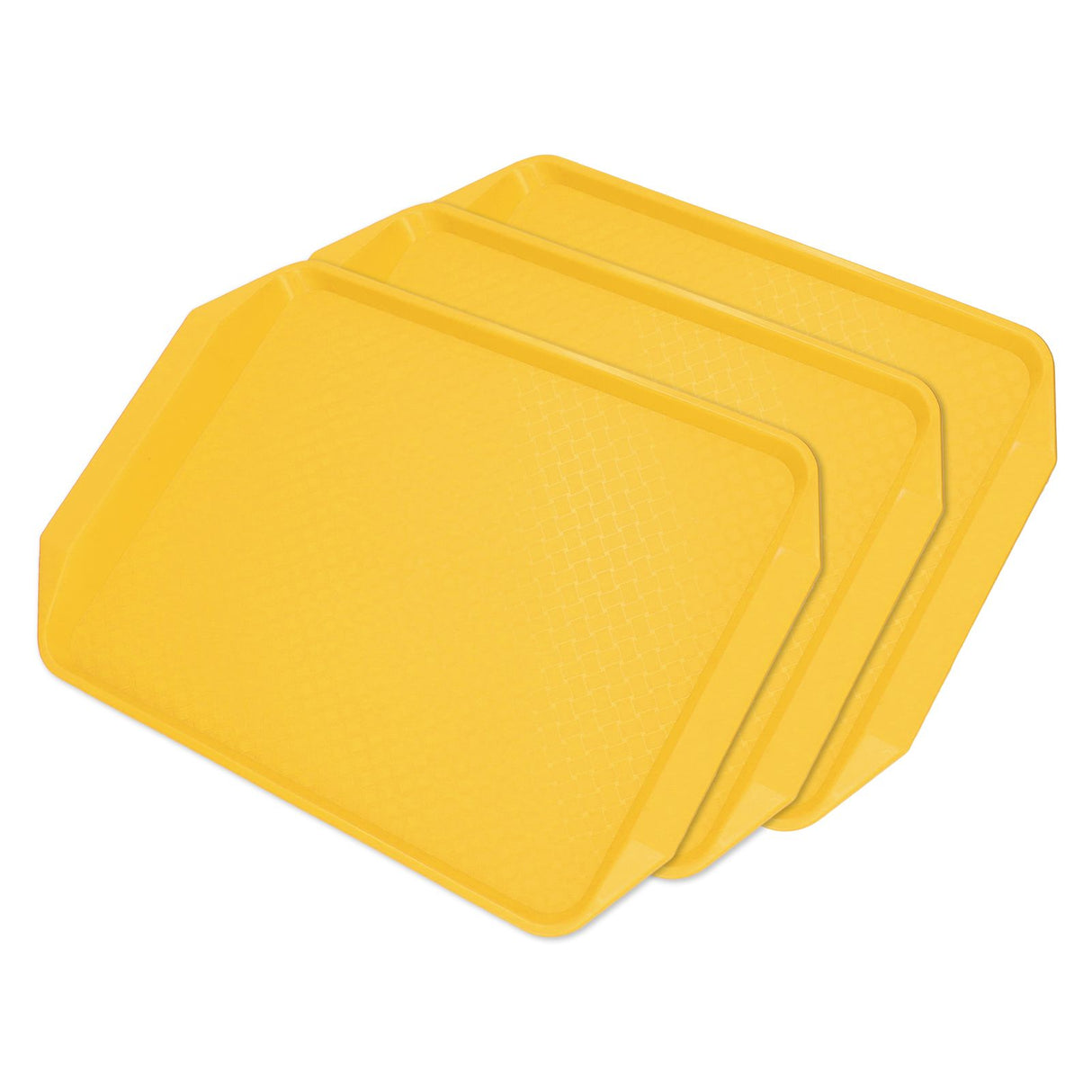 3PCS Colorful Food Tray Rectangle Thickened Binaural Plastic Tray Heat Resistance Stackable Cafeteria Trays for HotelYellow