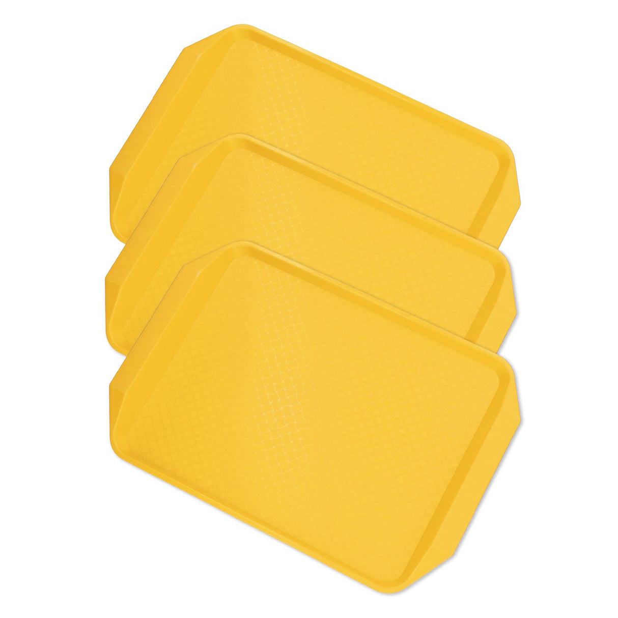 3PCS Colorful Food Tray Rectangle Thickened Binaural Plastic Tray Heat Resistance Stackable Cafeteria Trays for HotelYellow