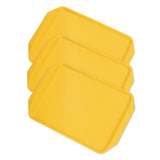 3PCS Colorful Food Tray Rectangle Thickened Binaural Plastic Tray Heat Resistance Stackable Cafeteria Trays for HotelYellow