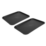 2pcs Food Tray Multifunctional Thickened Slip Resistance Chinese Fast Food Serving Tray for Dining Hall RestaurantsBlack