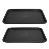 2pcs Food Tray Multifunctional Thickened Slip Resistance Chinese Fast Food Serving Tray for Dining Hall RestaurantsBlack