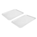 2pcs Food Tray Multifunctional Thickened Slip Resistance Chinese Fast Food Serving Tray for Dining Hall RestaurantsWhite - Side View
