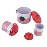 3 Pcs Canister Set Large Capacity Red White Round Storage Bucket Farmhouse Kitchen Candy Snack Metal Storage Containers