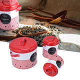 3 Pcs Canister Set Large Capacity Red White Round Storage Bucket Farmhouse Kitchen Candy Snack Metal Storage Containers - Extra Image