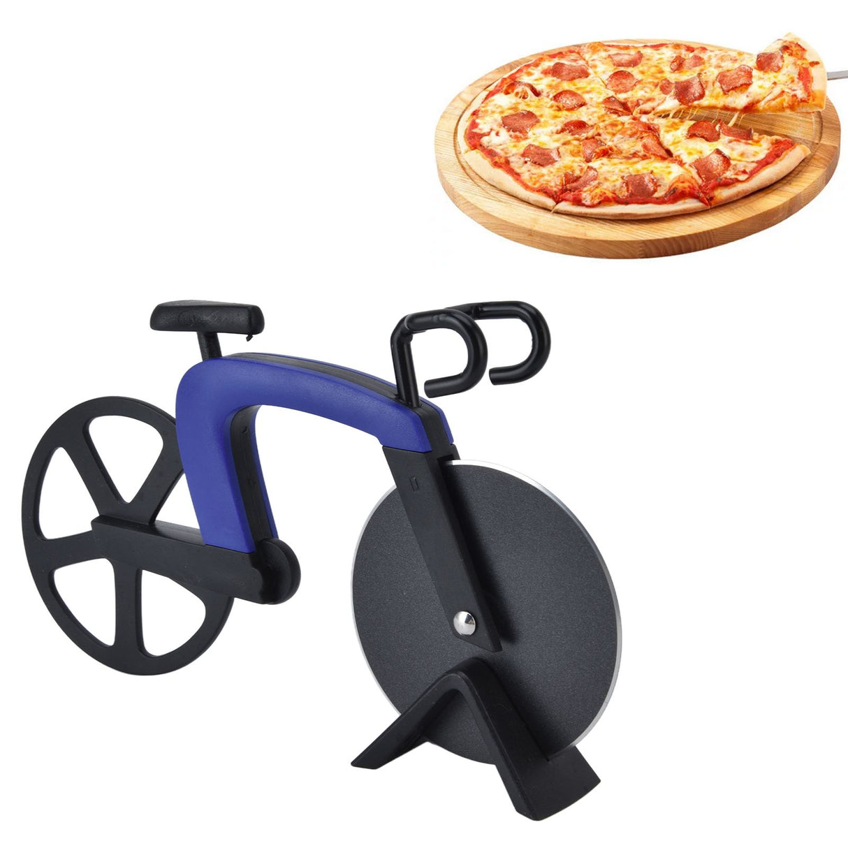 Bicycle Pizza Cutter Wheel Stainless Steel Bike Shape Pizza Knife Kitchen Pizza Cutting ToolBlue