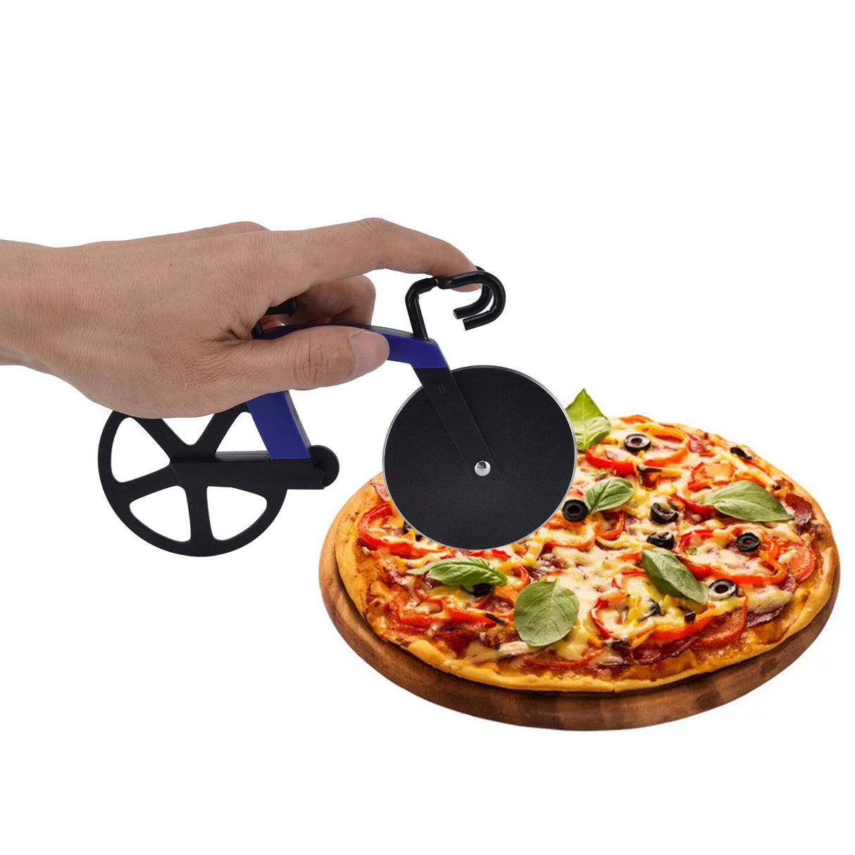 Bicycle Pizza Cutter Wheel Stainless Steel Bike Shape Pizza Knife Kitchen Pizza Cutting ToolBlue