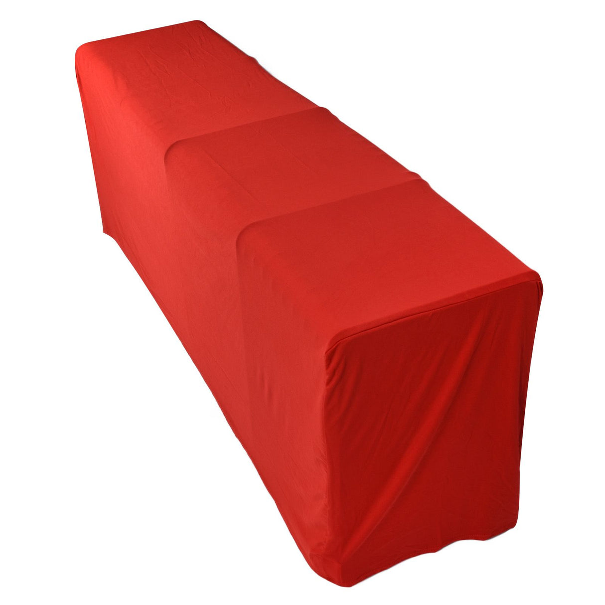 Stretch Spandex Table Cover Good Elasticity Washable Reusable Red Stretchable Tablecloth with 4 Pockets for Wedding Party4FT(122x76x76cm)