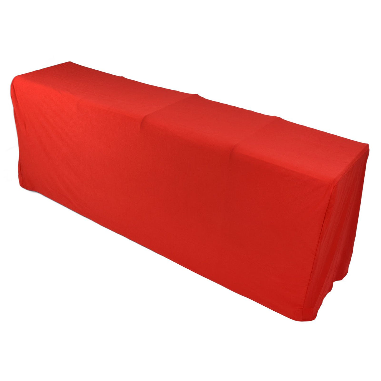 Stretch Spandex Table Cover Good Elasticity Washable Reusable Red Stretchable Tablecloth with 4 Pockets for Wedding Party8FT(244x76x76cm)