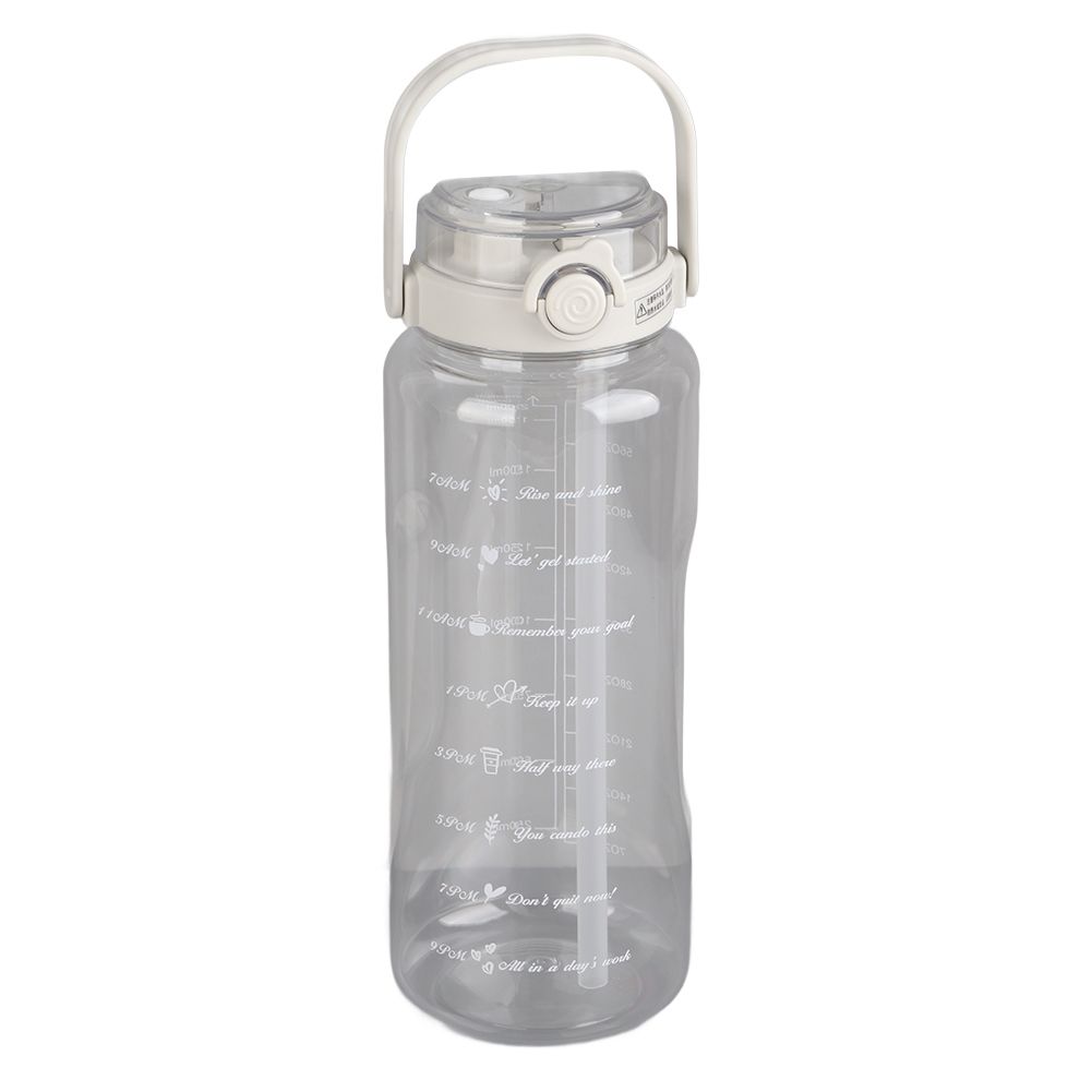 Large Water Bottle 2 Drinking Methods PC PP Material Clear Scale Portable Matte Large Water Jug with Straw for FitnessWhite 2000ml