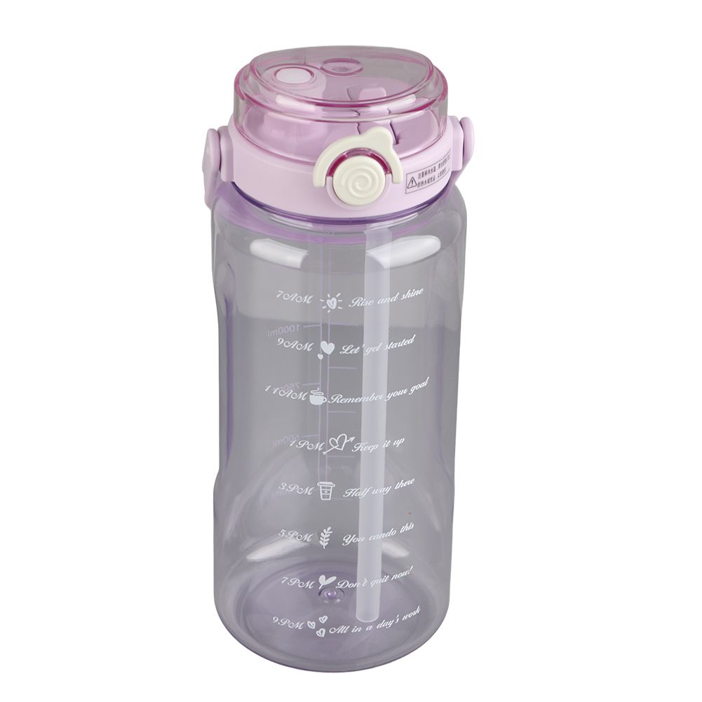 Large Water Bottle 2 Drinking Methods PC PP Material Clear Scale Portable Matte Large Water Jug with Straw for FitnessPurple 1500ml