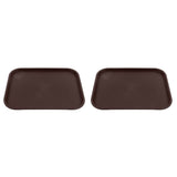 2Pcs Fast Food Tray Stackable Rectangular Light Weight Anti Slip PP Food Service Tray for Restaurants CafesBrown