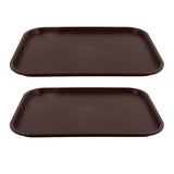 2Pcs Fast Food Tray Stackable Rectangular Light Weight Anti Slip PP Food Service Tray for Restaurants CafesBrown