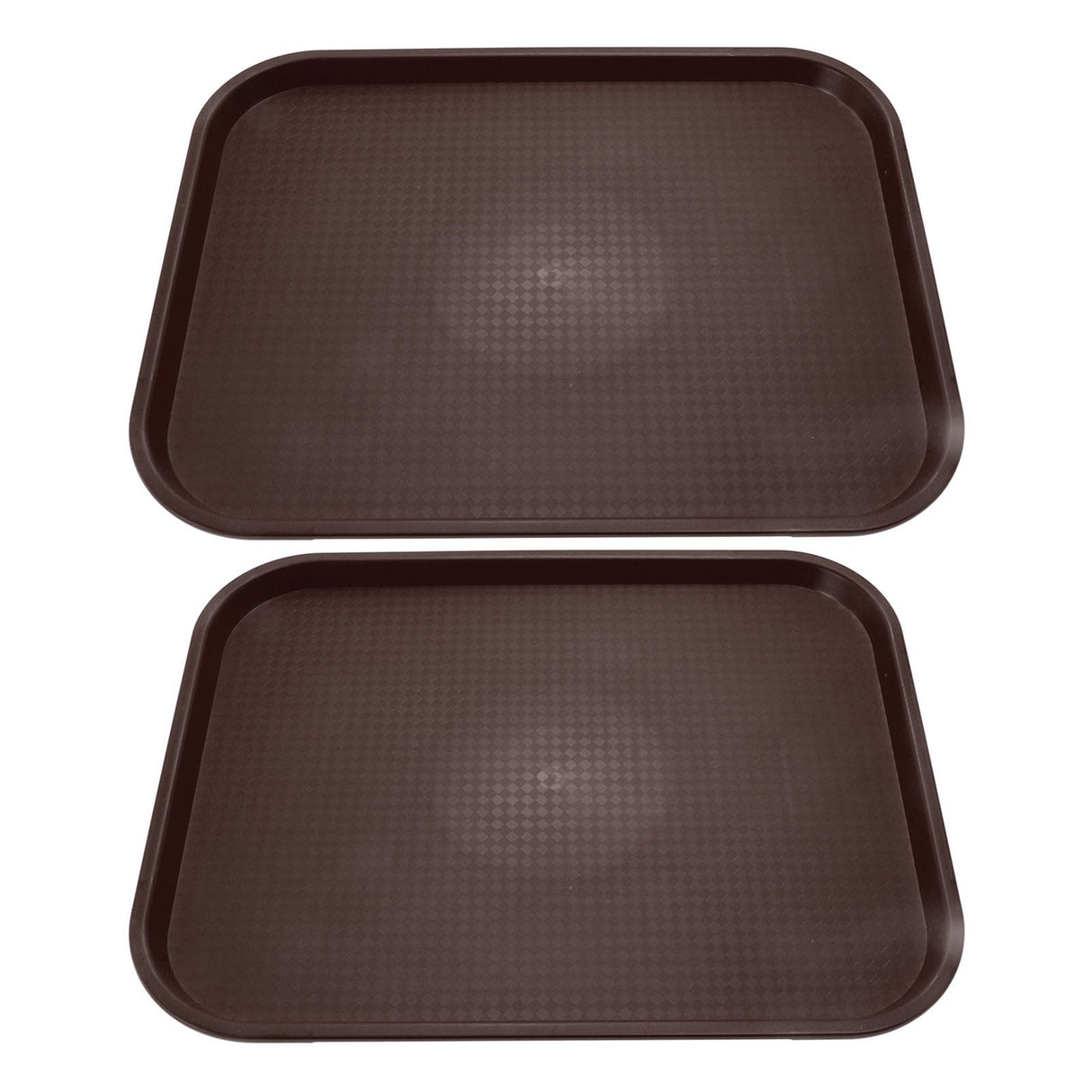 2Pcs Fast Food Tray Stackable Rectangular Light Weight Anti Slip PP Food Service Tray for Restaurants CafesBrown