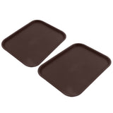 2Pcs Fast Food Tray Stackable Rectangular Light Weight Anti Slip PP Food Service Tray for Restaurants CafesBrown - Rear View