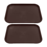 2Pcs Fast Food Tray Stackable Rectangular Light Weight Anti Slip PP Food Service Tray for Restaurants CafesBrown