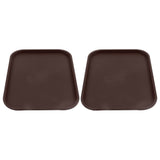 2Pcs Fast Food Tray Stackable Rectangular Light Weight Anti Slip PP Food Service Tray for Restaurants CafesBrown