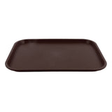 2Pcs Fast Food Tray Stackable Rectangular Light Weight Anti Slip PP Food Service Tray for Restaurants CafesBrown